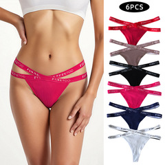 欧美女士内裤交叉运动舒适棉质档中腰欧码三角丁字裤头女Panties
