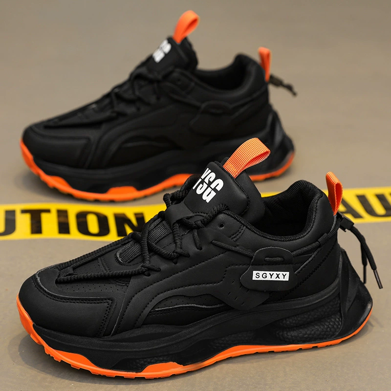 Модные новые кроссовки на толстой подошве для увеличения роста, однотонные универсальные низкие кеды на шнуровке в стиле Ins для мужчин.