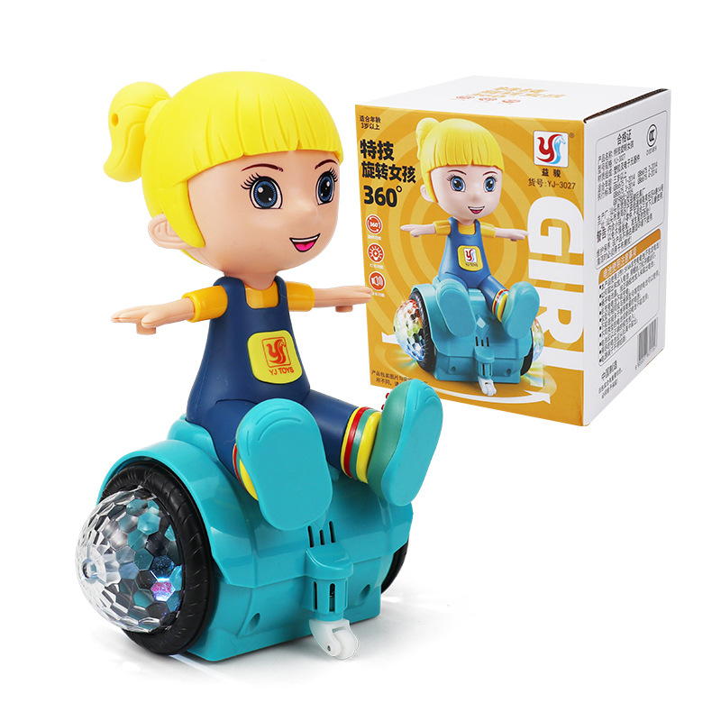 Trucos eléctricos transfronterizos juguetes para niños coche de equilibrio coche de juguete giratorio luz colorida música juguetes para niños al por mayor