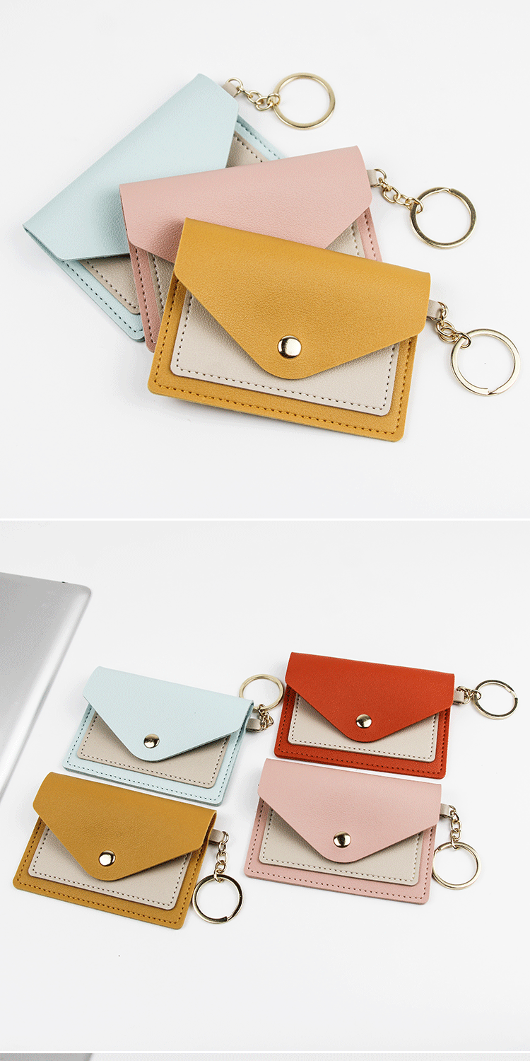 All Seasons Season Women'S Gender Women's All Seasons Pu Leather Color Block Cute Square Flip Cover Card Holder