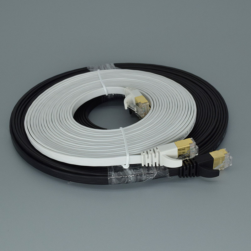 Seven types of flat network cable CAT7 pure copper Gigabit network jumper finished product FLUKE test RJ45 interface 8-core wire