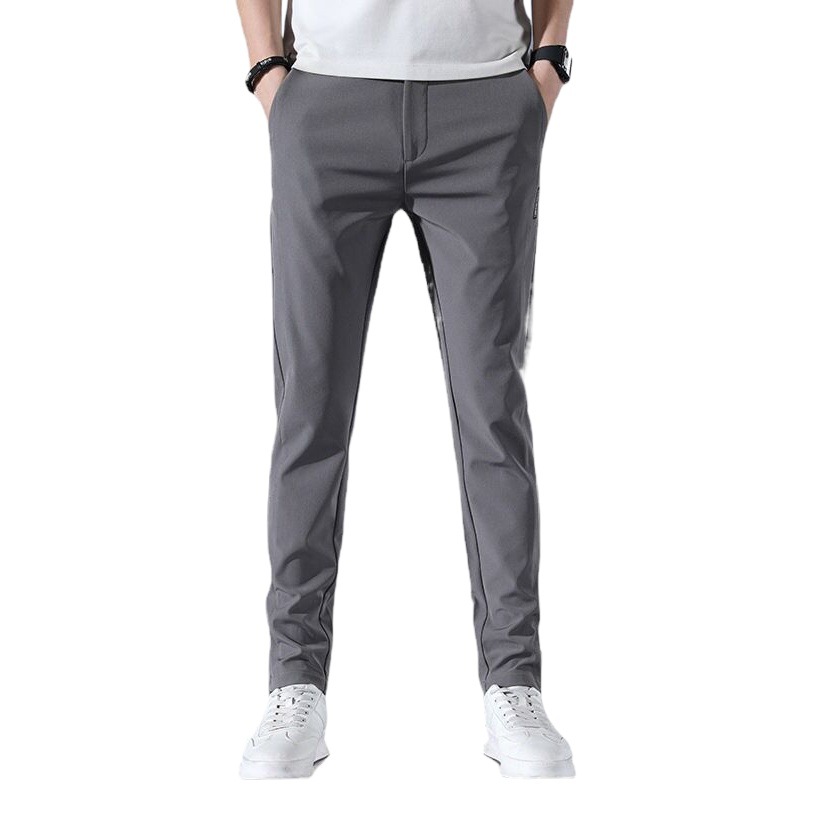 2023 pantalones casuales para hombres primavera y verano estilo coreano estiramiento de moda Pantalones slim fit pies de seda de hielo cintura elástica pantalones de color sólido para hombres