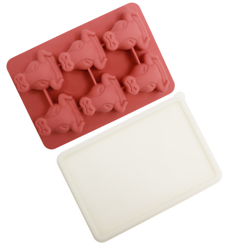 Whisky transfronterizo de dibujos animados rejilla de hielo de silicona molde de hielo con tapa molde de hielo para hockey sobre hielo caja de almacenamiento de hielo para el hogar en stock