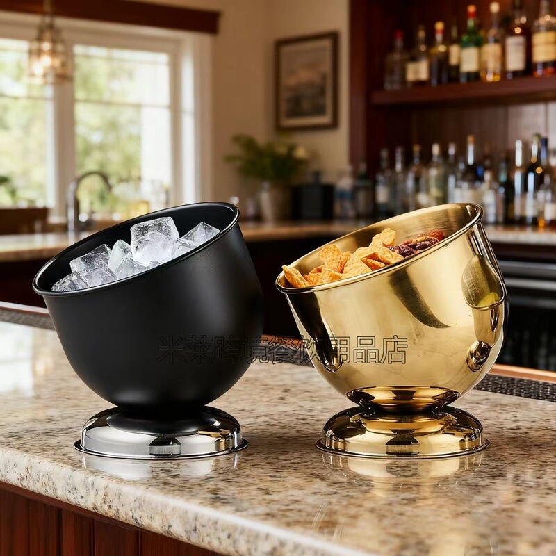 Cross-Border Stainless Steel Storage Bucket, Creative Desktop Trash Can, Bar Ashtray, Restaurant Ice Bucket, Countertop Ice Cube Bucket