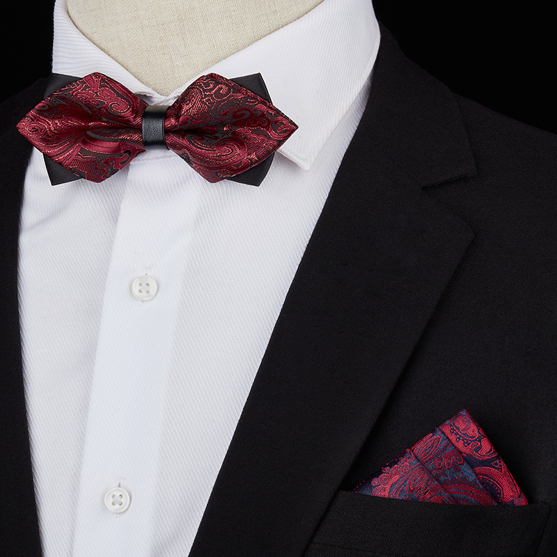 P005 나비넥타이 + 레드 캐슈 포켓 스퀘어