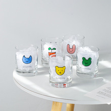原创日式可爱印花文字玻璃杯耐热牛奶杯果汁饮料杯子