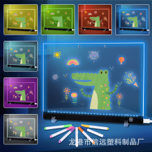 跨境RGB透明亚克力荧光板LED灯板发光写字留言板广告牌可擦写画板