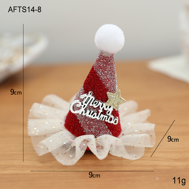 Joyas para la cabeza de Navidad arco clip de pelo sombrero clip de malla roja cuerno de ciervo para adultos pequeños regalos clip de pelo adornamiento para el pelo