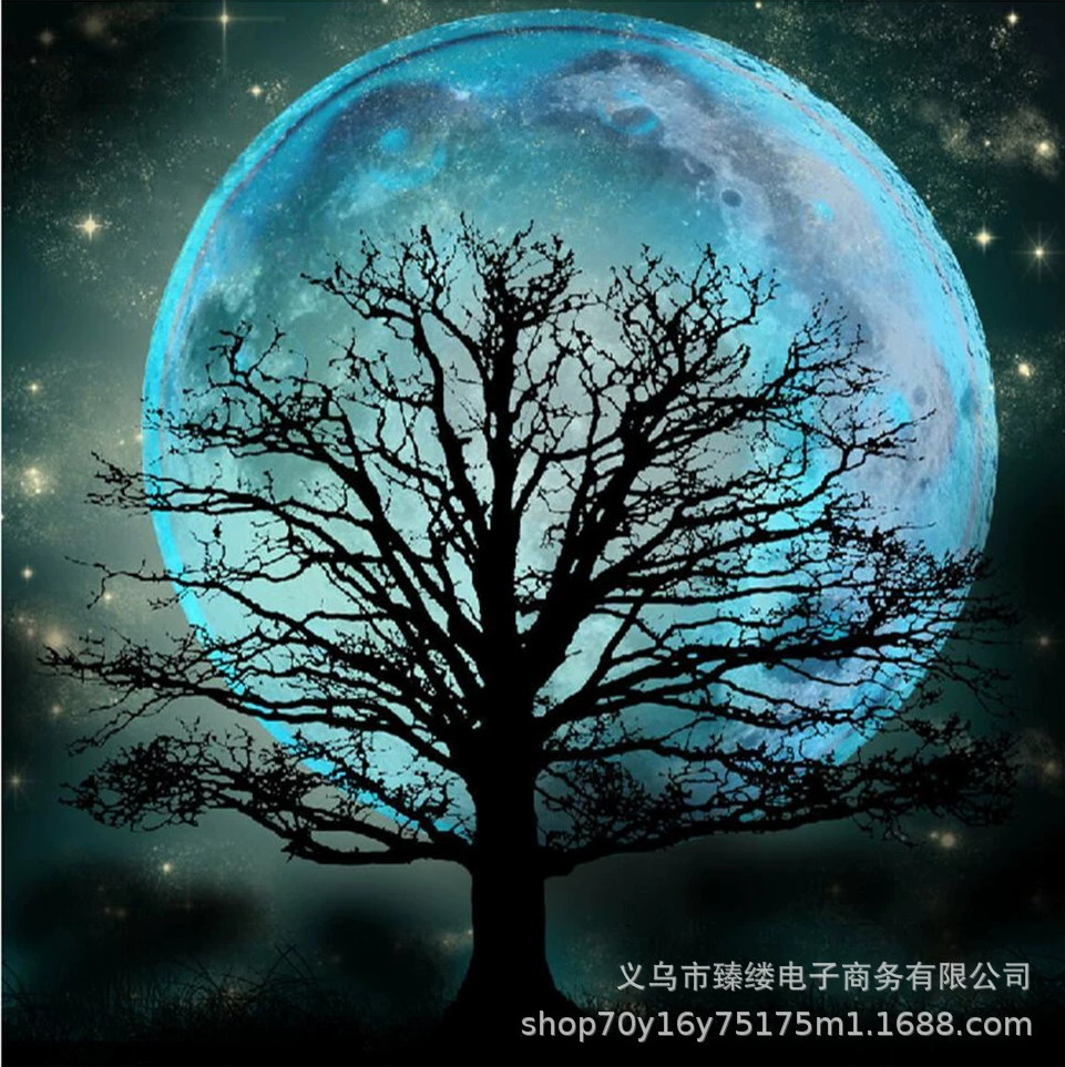 [新款5d钻石画钻石绣画系列月亮树与跨境批发十字绣贴钻石刺绣画]