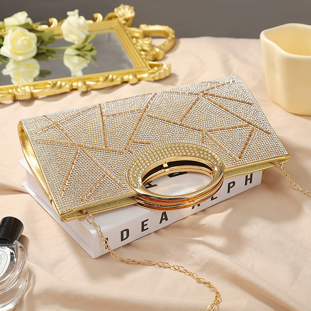 Сумка вечерняя женская Amazon Fashion Sparkling Diamond с неровной текстурой линии, отделка из страз, ручной стиль, квадратная сумка оптом