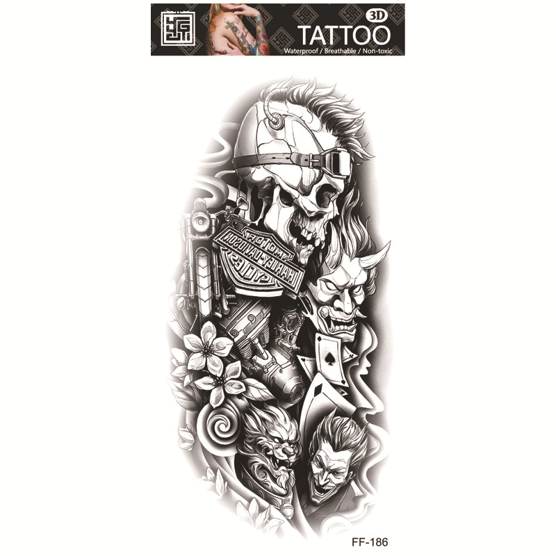 Yuanhua fábrica de pegatinas de tatuaje a prueba de agua en stock al por mayor cabeza de Lobo tótem texto árabe tatuaje pegatinas suministro transfronterizo