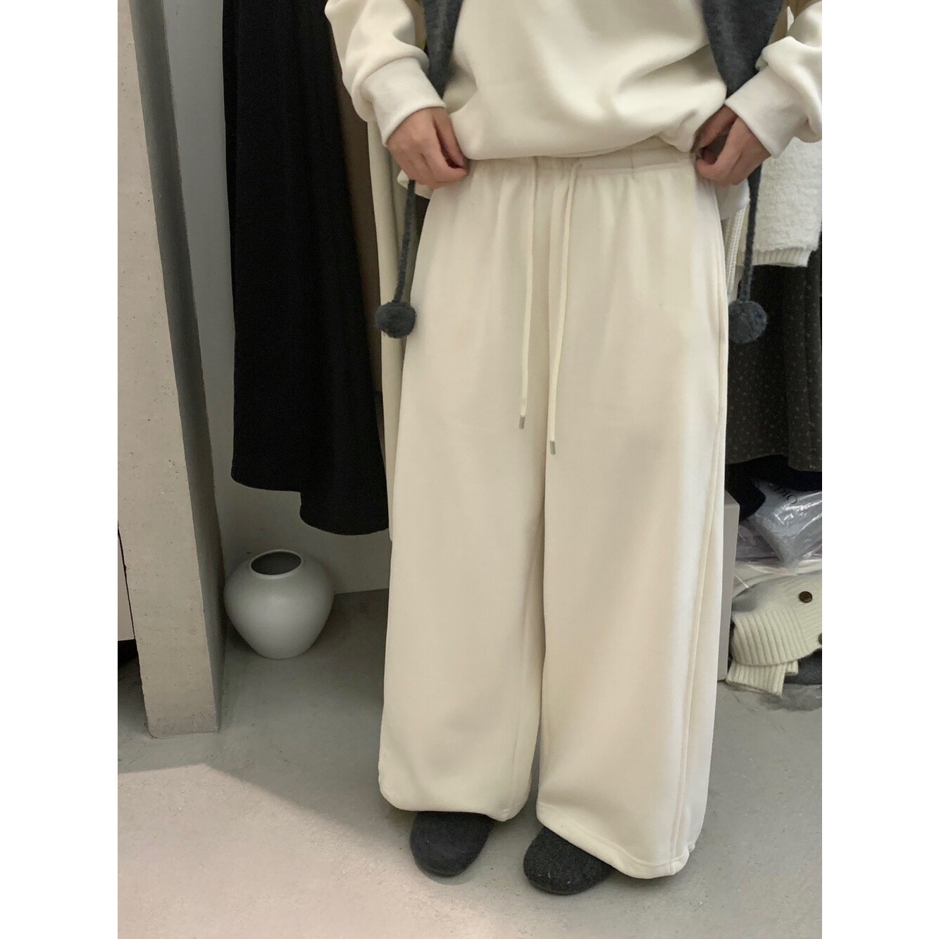 特价不退不换款韩系休闲风显瘦奥粒绒厚实暖和抽绳卫衣裤K5648