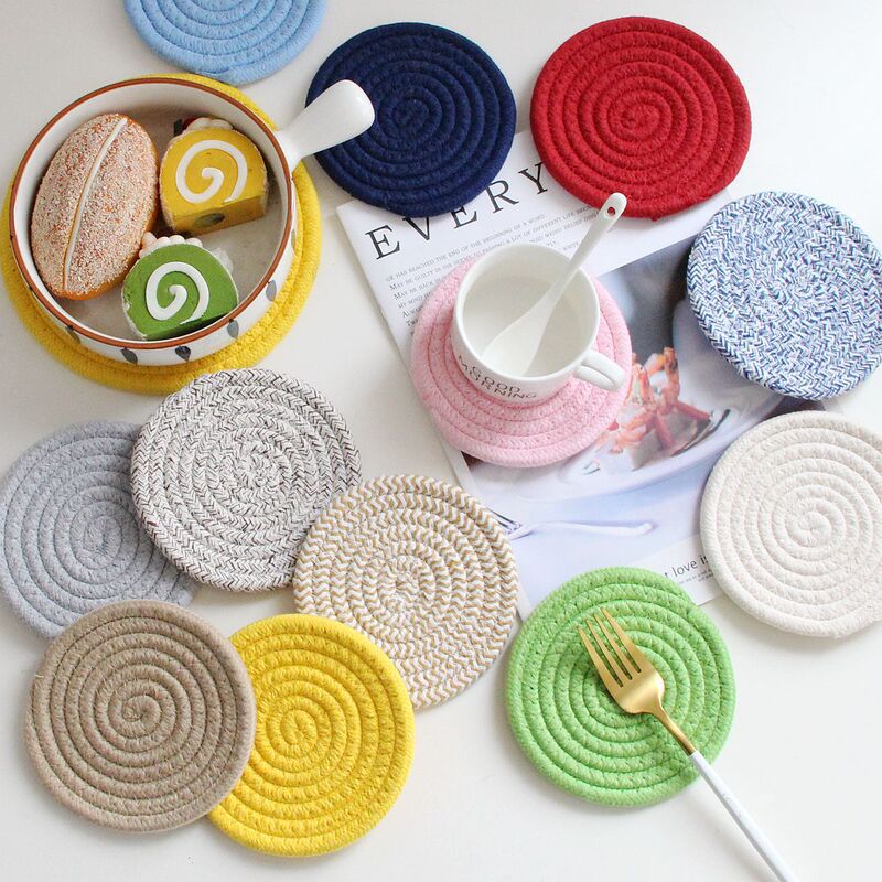 Coasters, Cotton Thread Insulation Pads, Placemats, Woven Table Mats, Cotton Rope Insulation Pads, Absorbent Table Mats, Tea Coasters, Pot Mats