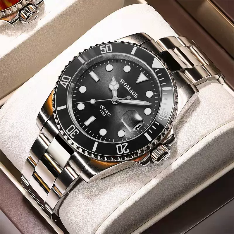 WOMAGE水鬼石英表男士手表夜光防水表盘运动跨境外贸速卖通TEMU