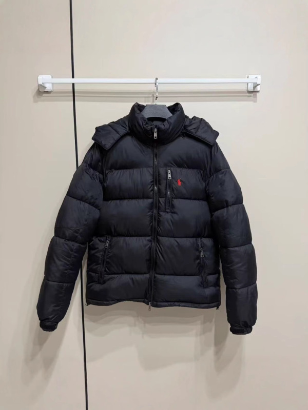 跨境冬季美版新款刺绣连帽拉夫棉服加厚防寒保暖情侣经典休闲外套|undefined