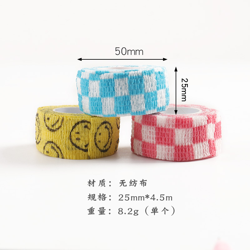 Cara sonriente amarilla + azul y blanco Plaid + rojo y blanco Plaid