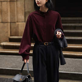 2025春季新品盘扣复古新中式灯芯绒高级感简约通勤长袖衬衫上衣女