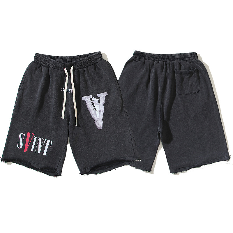 Saint Michael X Vlone Collaboration Vintage Print Shorts Washed Shorts Trendy Brand Loose Fit Saint Michael X Vlone Collaboration Vintage Print Shorts Washed Shorts Trendy Brand Loose Fit