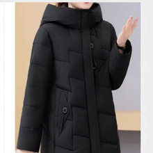 中年妈妈冬装2025新款连帽棉服洋气小个子中长款冬外套时尚棉衣女