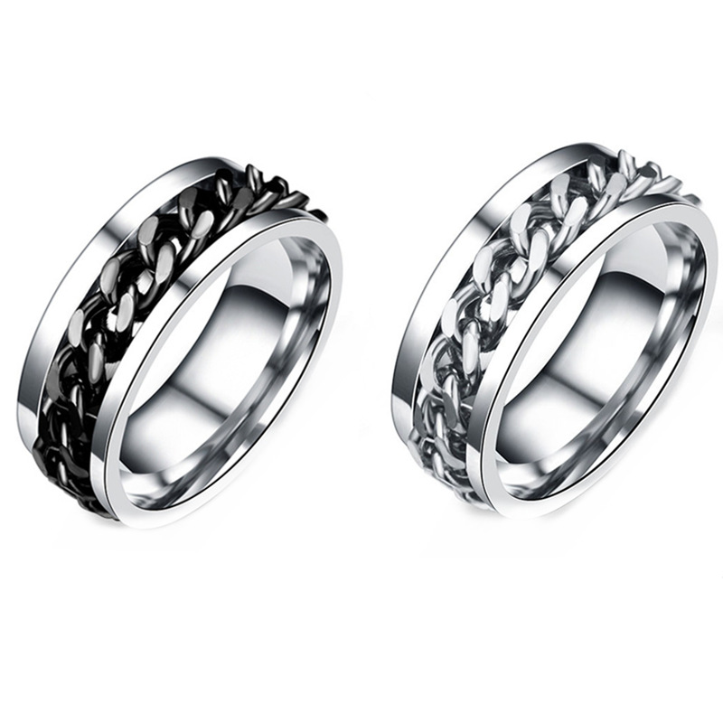 10g Weight Rings Classification 10, 8, 9 Ring Size 1 Piece Quantity Daily Occasion Titanium Steel Material Geometric Pattern Men's Gender Chain Design Simple Style Style Simple Style Geometric Titanium Steel Chain Men's Rings 5