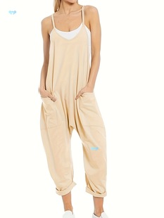 Women's Casual V Neck Sleeves Jumpsuits Baggy Straps Cross-Border
