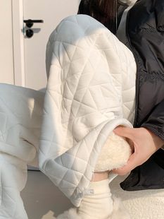 Warm quilted winter fitted casual trousers, high waist