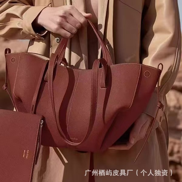跨境爆款pol波灵恩翅膀包Cyme牛皮水桶包手提包托特大容量通勤女 - Thumbnail 2