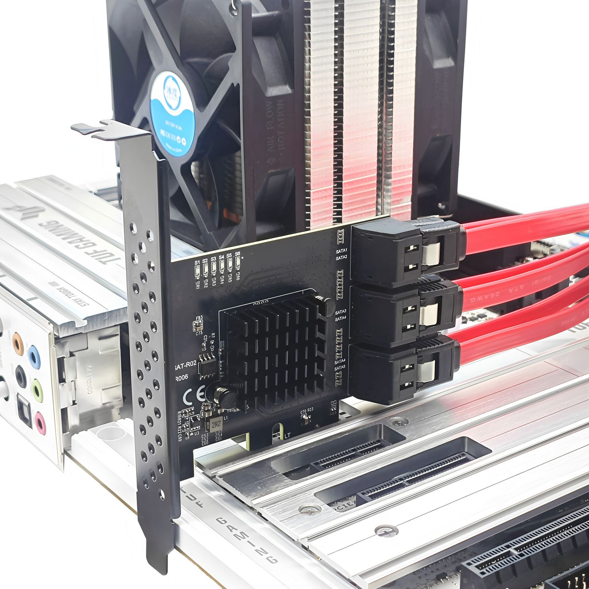 PCI-E GEN3ת6��SATA3.0Ӳ��ssdת�ӿ�6G��չ������RTL9100VB����