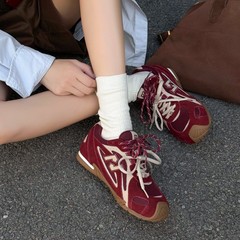 复古内增高德训鞋女款双系带网面阿甘鞋2025年舒适百搭运动休闲鞋