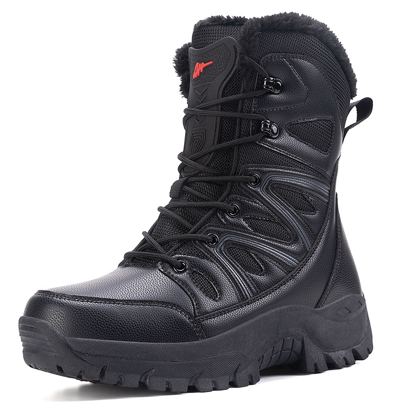 Botas de nieve de alto perfil de hombre de tamaño transfronterizo, calentamiento de invierno, zapatos de algodón gruesos, botas de nieve de montaña de hombre