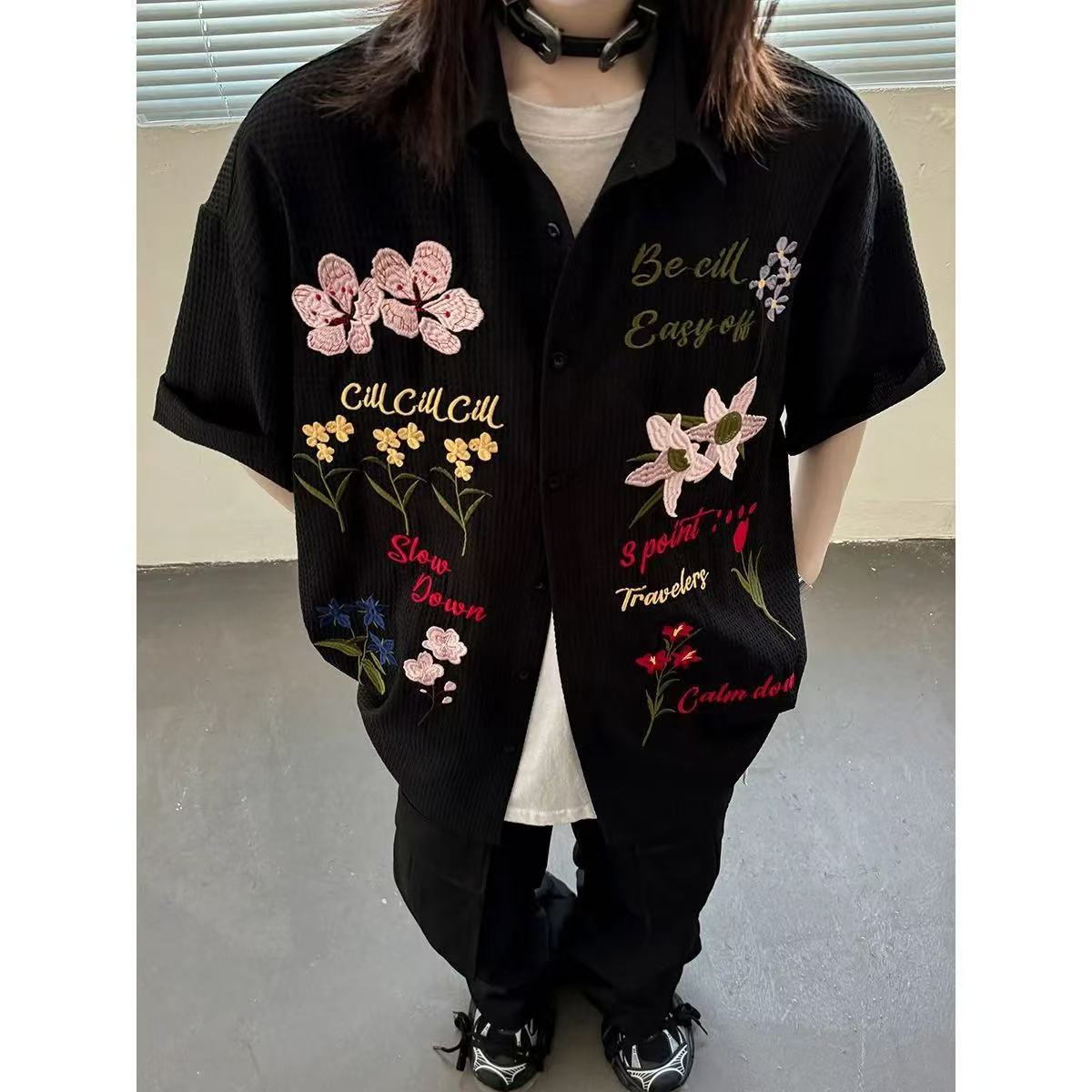 Yc68 black high quality cool silk cotton shirt