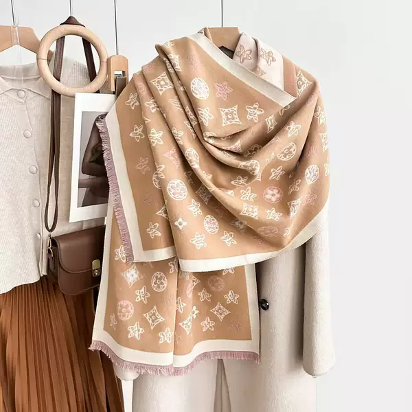Cross-Border High-End Scarf for Women, Autumn and Winter Warm Neck Scarf, Thick Double-Sided Faux Cashmere Shawl, Versatile and Fashionable Neck Scarf
