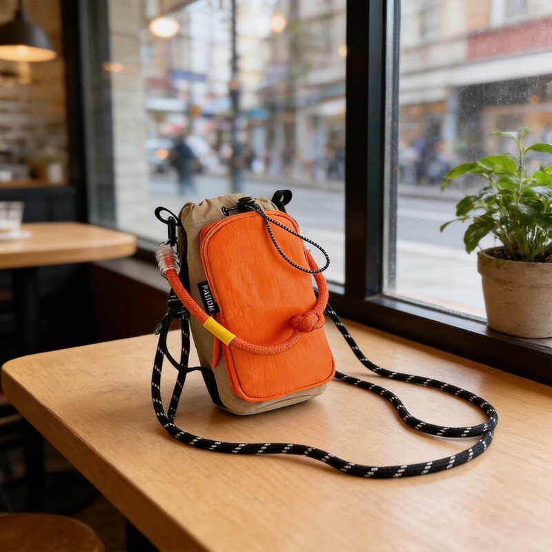 2025 Spring New Style Orange Fashionable Versatile Portable Mobile Phone Bag Small Bag Outdoor Cycling Shoulder Crossbody Bag Street Style