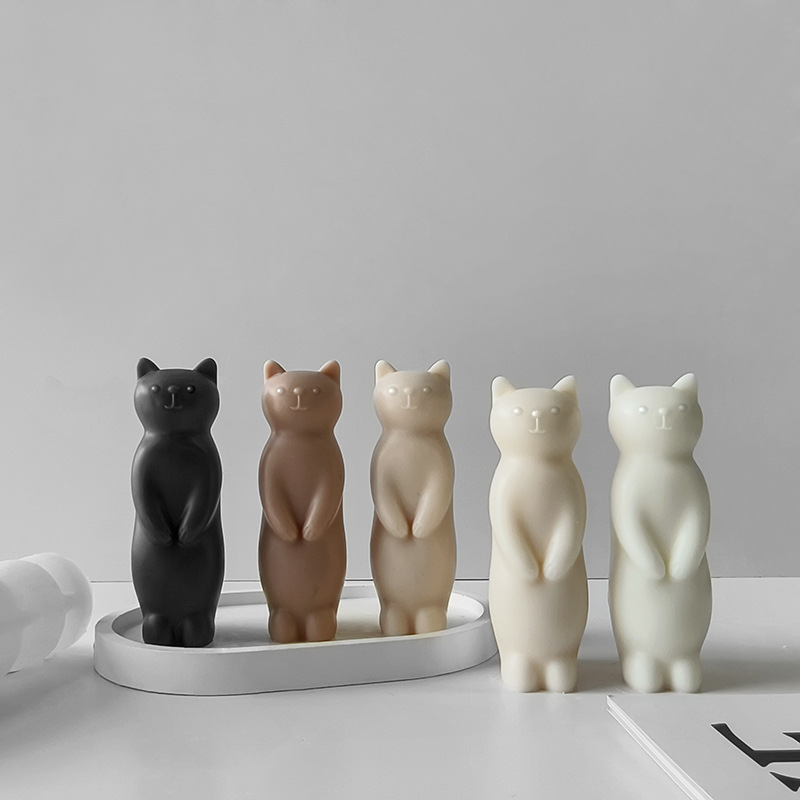 Molde de silicona para adornos de yeso de gatito tridimensional transfronterizo bricolaje linda artesanía de gato aromaterapia de velas abrasivas