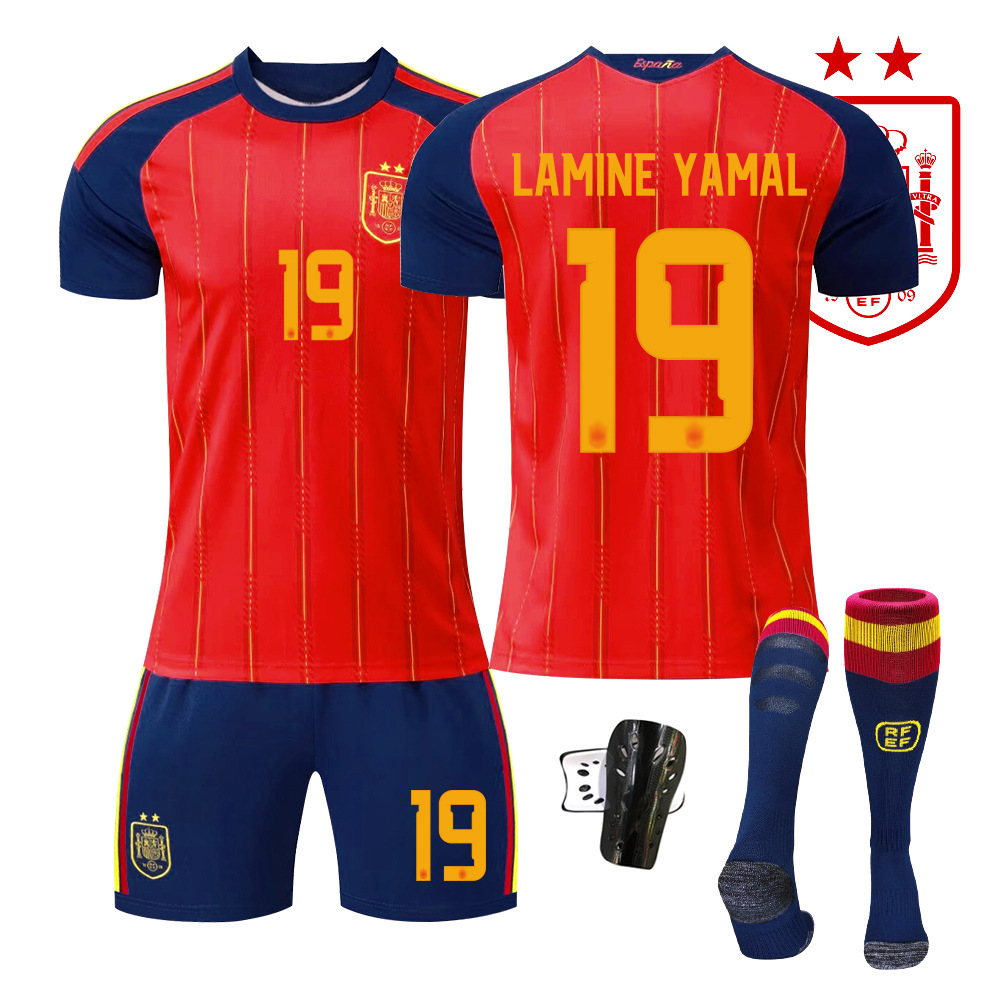 2026 World Cup in Mexico, Canada, and the USA, Spain two-star home jersey, Yamal number 19 set, William number 17 jersey, football uniform