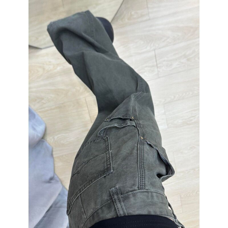 美式复古工装牛仔裤女夏季高腰显瘦百搭设计感直筒阔腿拖地裤子潮|undefined