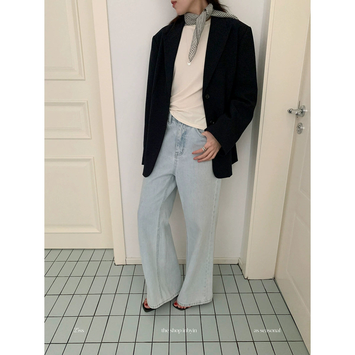 Yi En Oinbyin длинноногий продолжение ретро микро-джинсы для детей грушевидная фигура с высокой талией и тонкими брюками для женщин