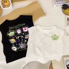 Children's Boys and Girls Summer Children's T-shirt New Girl's Baby Pure Cotton Versatile Printed Vest Casual Top 