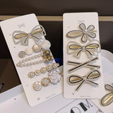 Заколка для волос для принцессы из жемчуга с бантиком, челка, аксессуар для волос