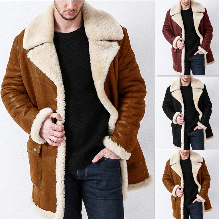 2022 Autumn and Winter New Thickened Suede Faux Fur Amazon Men's Coat Long Coat European Style Men's Jacket