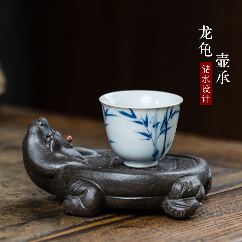 宜兴紫砂龙龟壶承茶托手工储水式干泡台小茶盘家用养壶垫壶拖批发