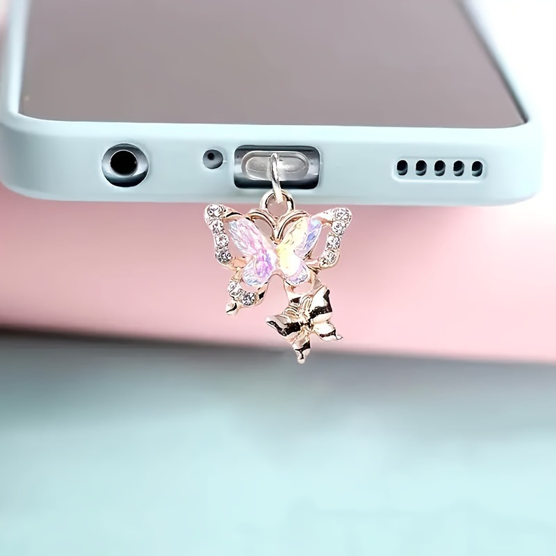 Stylish Metal Butterfly Phone Dust Plug for IOS…