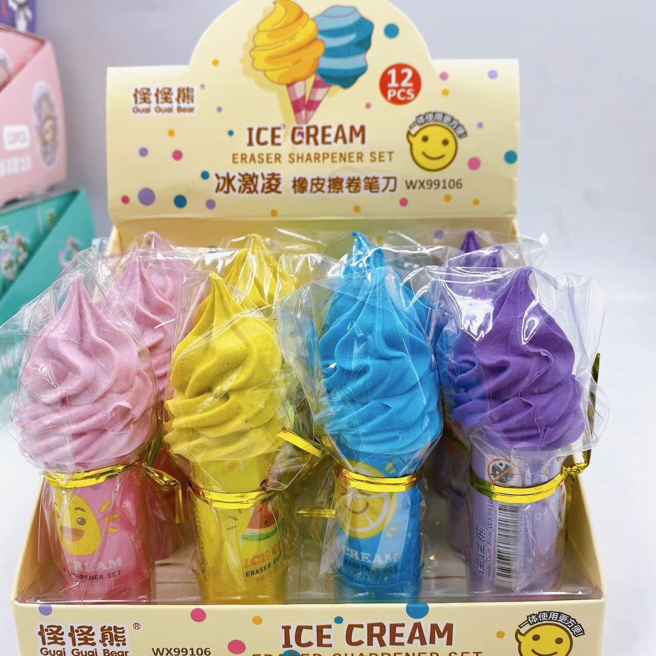 Ice Cream Dual-Purpose Eraser Clipper (una caja de 12, no desempaque)