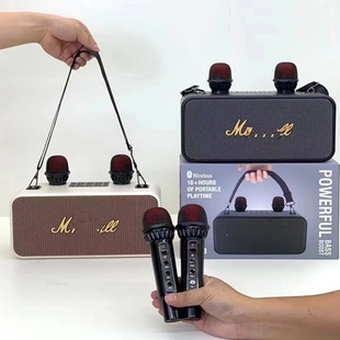New 186pro Bluetooth wireless dual microphone speaker portable outdoor audio subwoofer