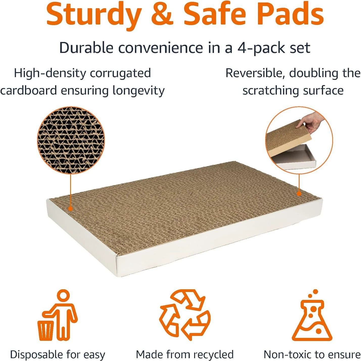 Amazon Basics гофрированный картон для кошек, 4 шт., белый