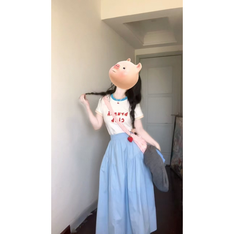 夏装搭配一整套装2025新款气质修身撞色上衣百搭淑女半裙时尚女装