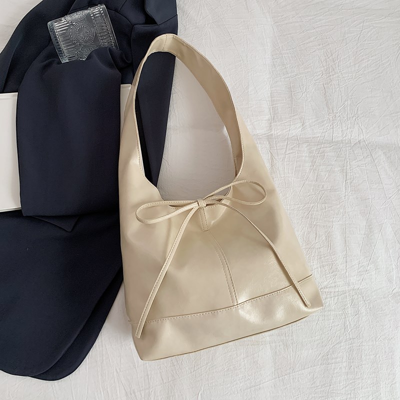 2024 otoño nuevo color sólido popular bolsas de brazo retro empalme bolsas de hombro cordón bolsas de mano bolsas de compras