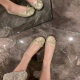 in stock Sheepskin Version ~ Su Yinyin Smurfs Old Bow Round Head Flat Ballet Shoes Women's Single Shoes Milk Shoes
