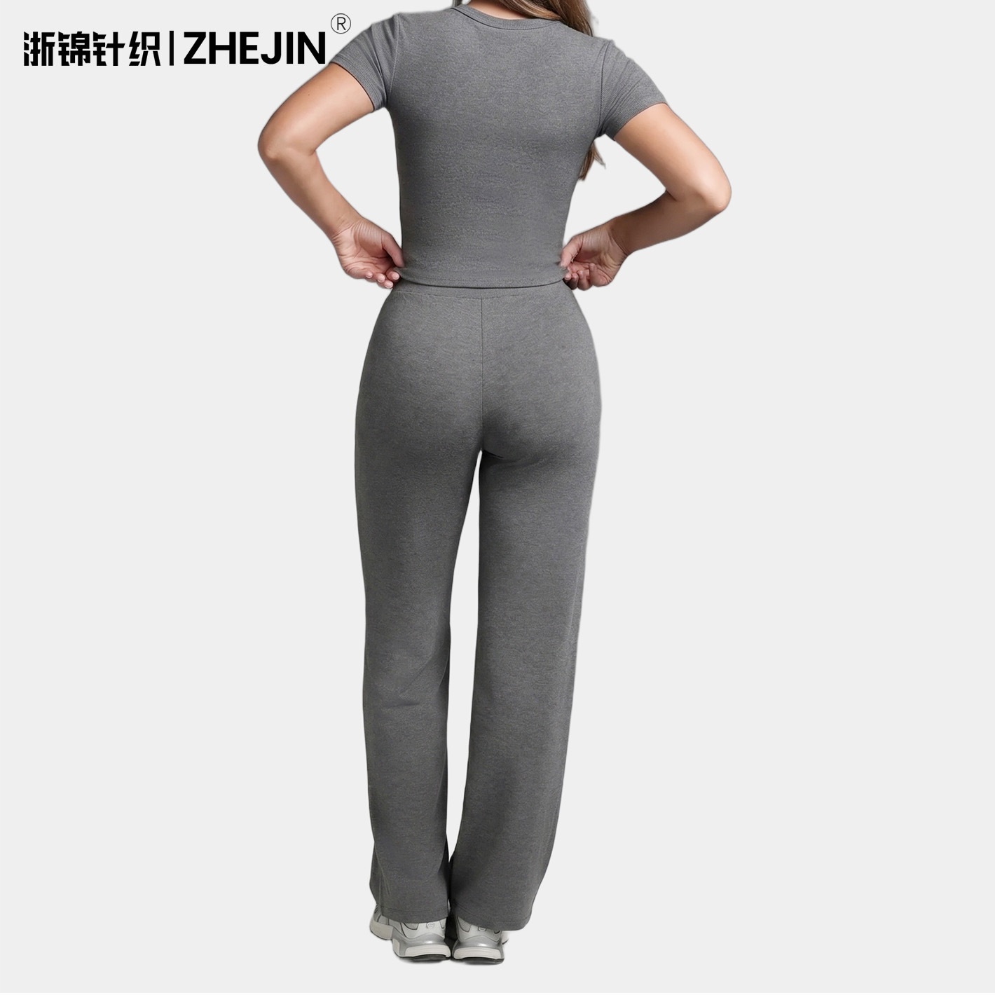 Deportes transfronterizos al aire libre de mangas cortas pantalones rectos desnudos sensación casual ropa de yoga fitness set