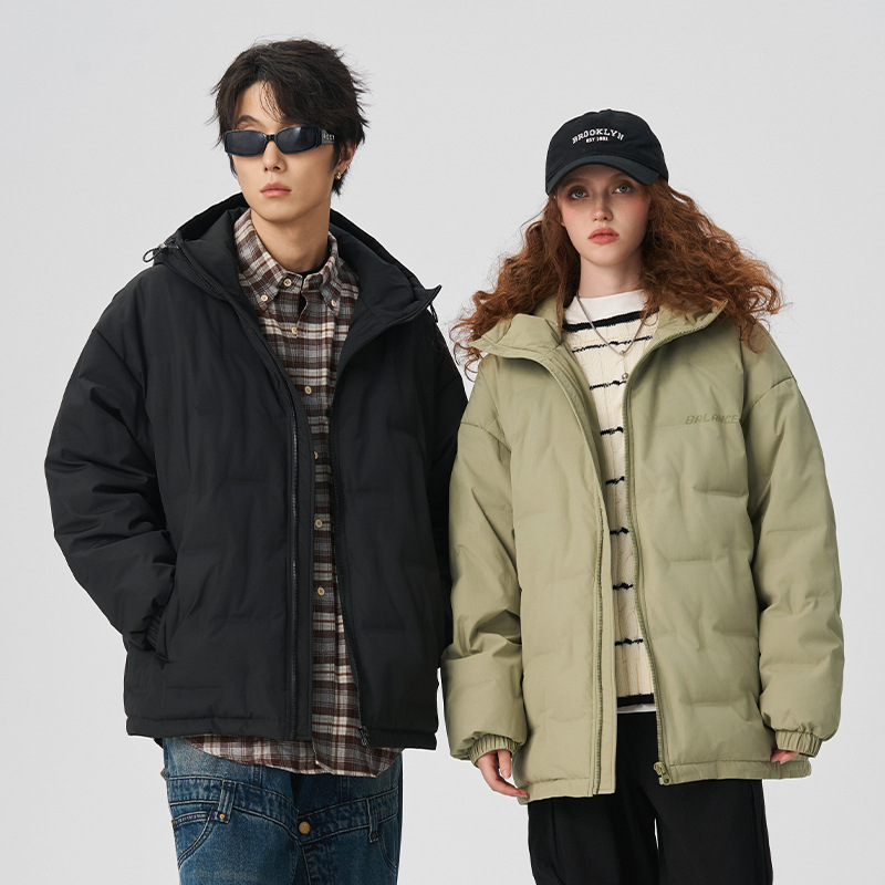 Ru-Meng 겨울 새로운 유행 플러스 사이즈 편지 양각 후드 다운 재킷 남자의 90 흰색 오리 다운 야외 따뜻한 재킷